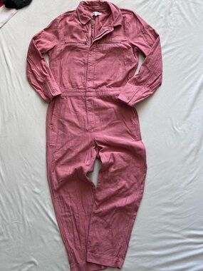 Pink Cotton Utility Jumpsuit Madewell Size Medium Dusty Pink Coveralls Retro